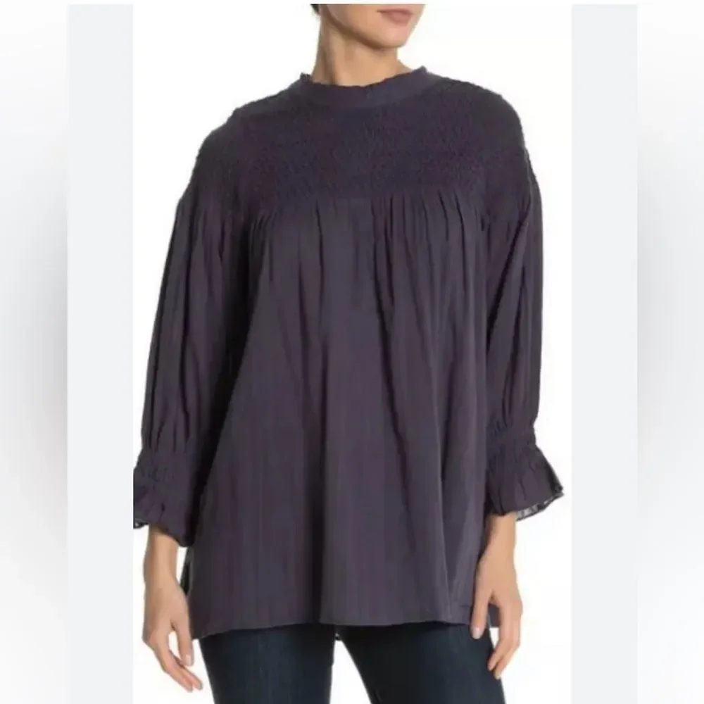 Free People Womens Size Small Smocked Tunic Blouse